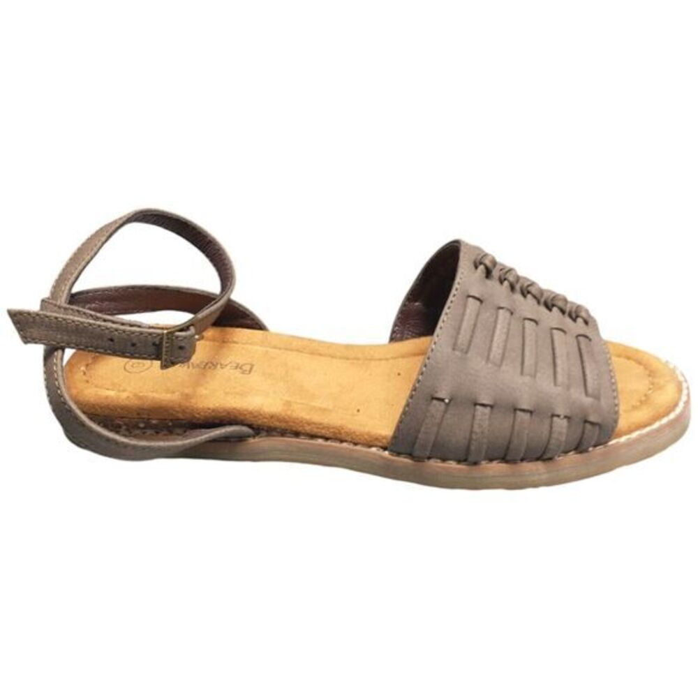 Bearpaw Amelia Ankle Strap Sandals Womens Size 6 Brown Nubuck Leather Open Toe